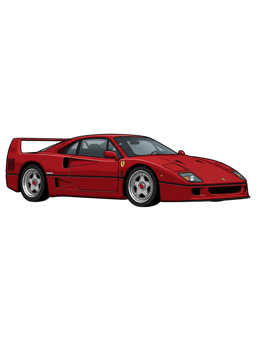 Red ferrari sports car on a white background