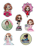 cute 5 pieces chibi stickers set