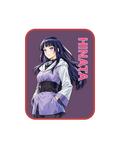 A rectangular mousepad with rounded corners featuring an anime illustration of Hinata from naruto. The character is depicted with long dark purple hair, wearing a lavender and white uniform with a black sash.