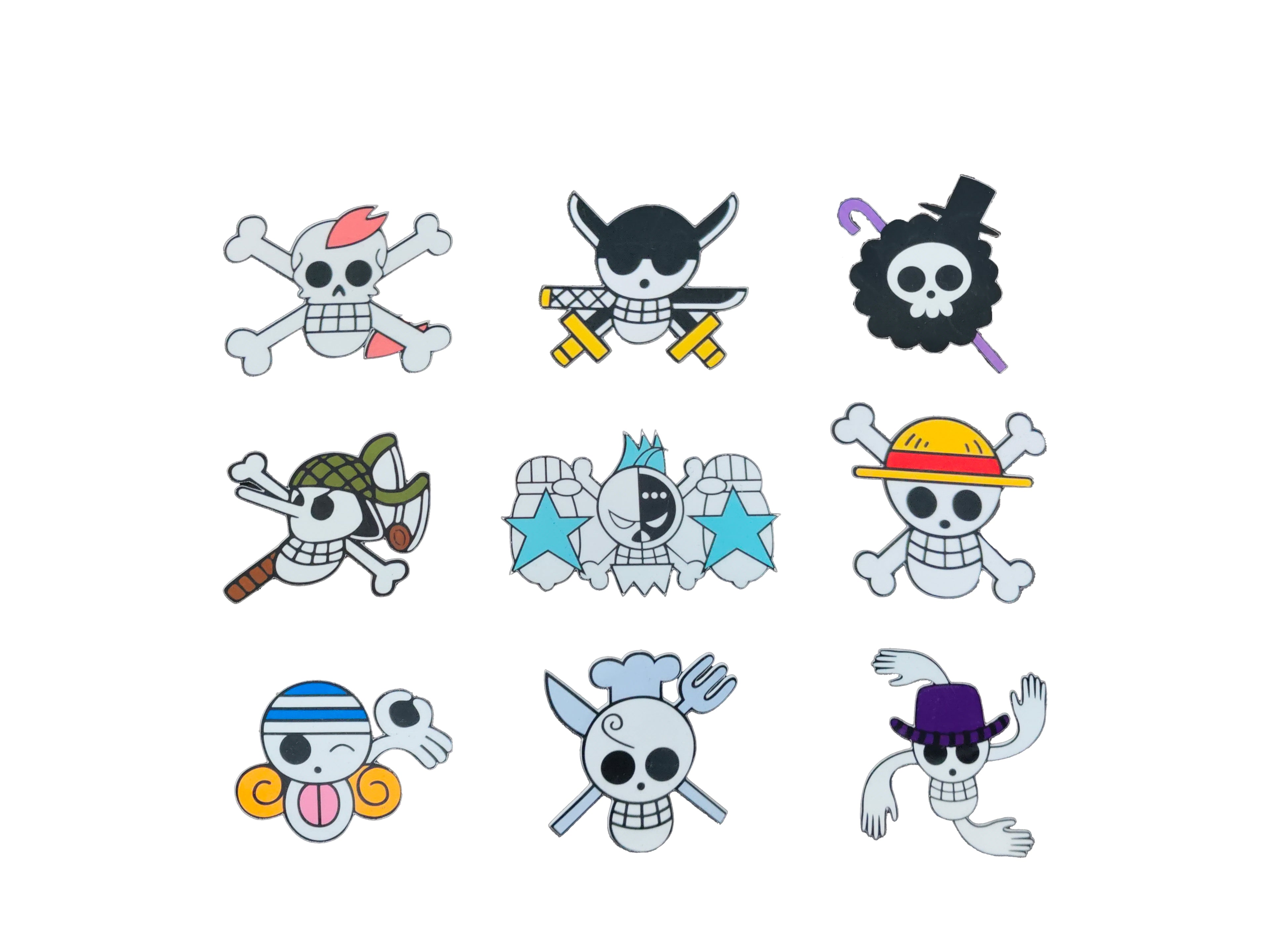 One Piece Jolly Roger Stickers - 9 Pcs