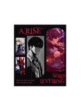 A square graphic stickerfeaturing anime-style artwork and text. The design has a black background with red stylized text reading 'ARISE' at the top and 'SOLO LEVELING' at the bottom right.